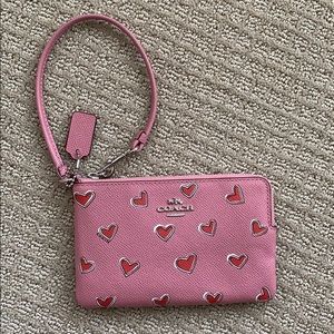 NWT Coach Leather Heart Wristlet